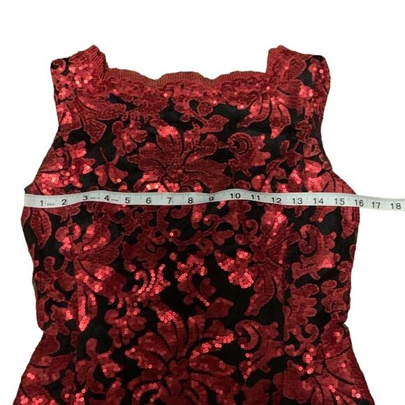 Tadashi Shoji Dress Sleeveless Sequined Black Red Size 4 - Picture 5 of 6